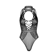 Net And Lace Keyhole Bodysuit;O/S