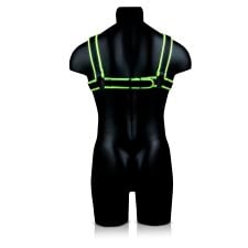(BO) Chest Bulldog Harness  - GitD - Neon Green/Black - S/M